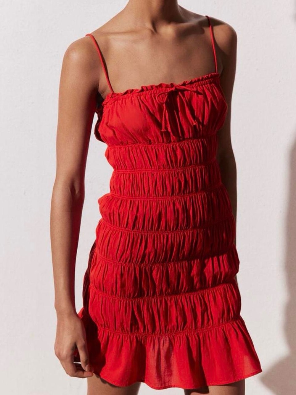 H&M Divided Smocked Bodycon Red Dress